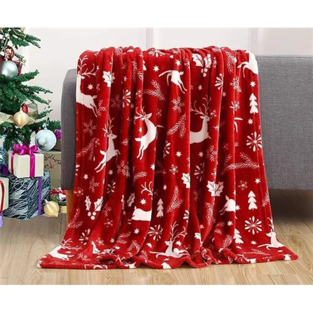 Elegant Comfort Luxury Velvet Super Soft Christmas Prints Fleece
